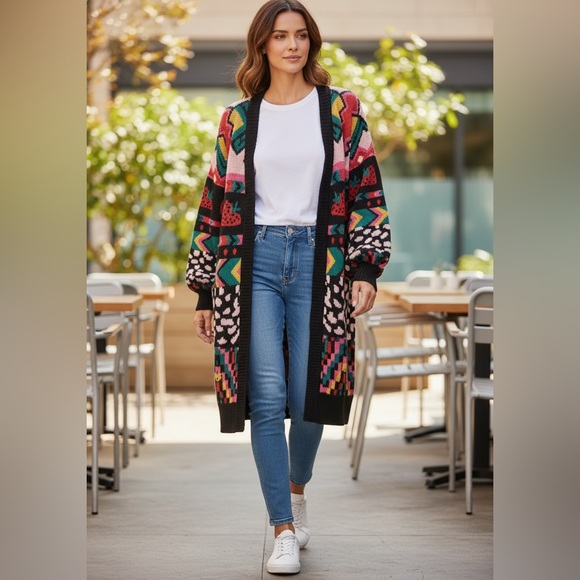 NWT FARM Rio Crazy Mix Long Knit Cardigan Size M - Picture 6 of 17
